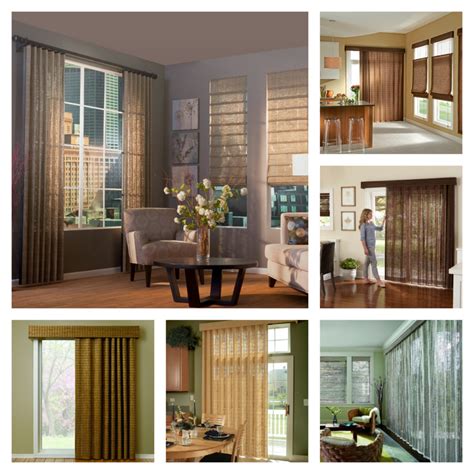 Window coverings for patio doors. Vertical blinds can add visual height to a room and allow light and privacy control of window blinds on hard-to-fit windows and sliding glass doors. S-shaped vertical blinds are one option. This type stacks tightly off to the side, meaning you can maximize your view when the blinds are open. 