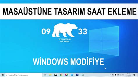 Windows 10 masaüstüne saat ekleme