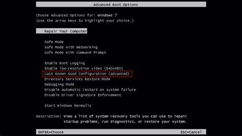 Windows 7 black screen of death with cursor.  The installation media for Windows i...