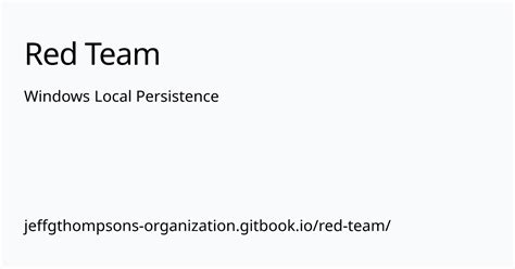 Windows Local Persistence - Red Team