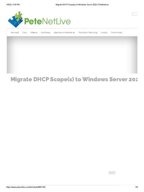 Windows Server - Migrating DHCP Scopes PeteNetLive