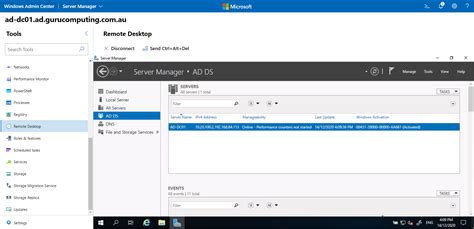 Windows admin center domain controller. .  ...