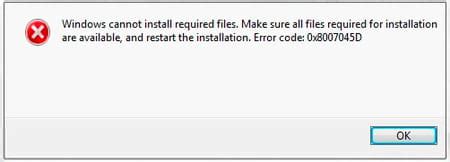 Windows cannot install required files 0x8007045d.  Here's how to fix it.  Jan ...