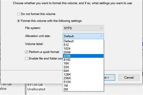 Windows default allocation unit size.  Optimize your drives for better performance and space m...