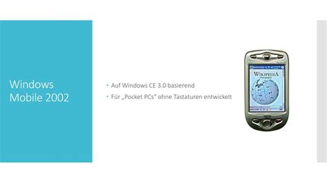 Windows mobile 2002 terminal services.  It includes a suite of basic applicat...