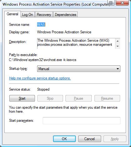 Windows process activation service cannot find file specified.  Lack of permission...