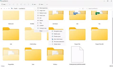 Windows show hidden directories
