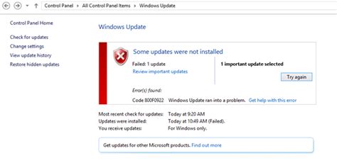 Windows update 800f0922.  5 days ago · Find out how to fix Windows Update I...