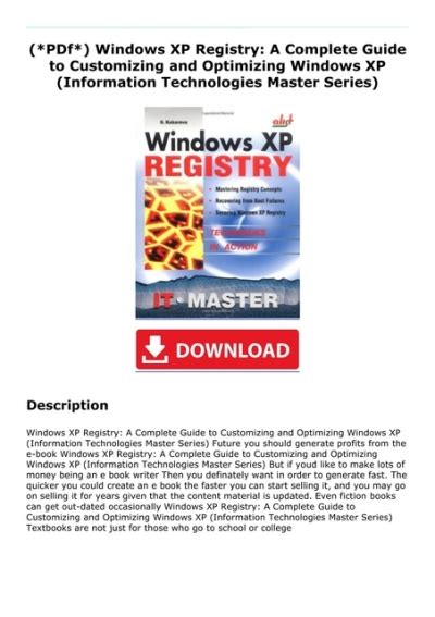Windows xp registry a complete guide to customizing and optimizing windows xp information technologies master. - Geometry to go a mathematics handbook.