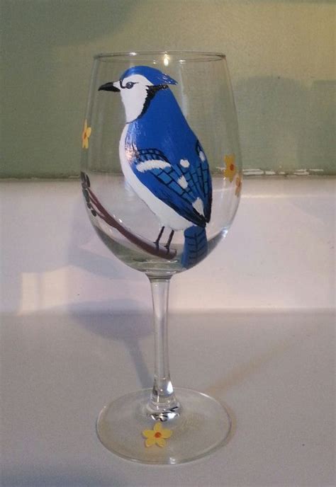 Wine Glass Blue Jay - Etsy