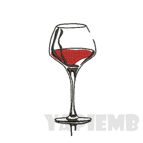 Wine Glass Embroidery Pes - Etsy