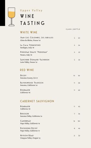 Wine Tasting Menu Template Database