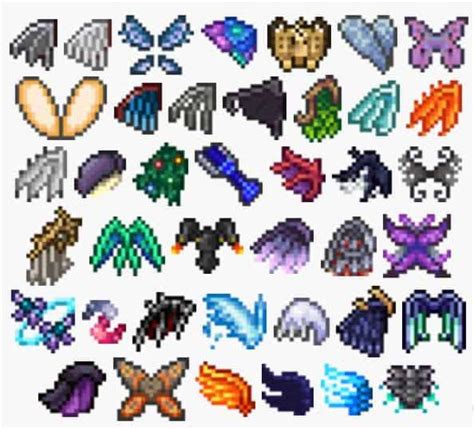 Wings terraria. Terraria's wings all amazing designs, with them each having their own specfic stats to go along with them. It can be confusing to know which pair of wings to... 