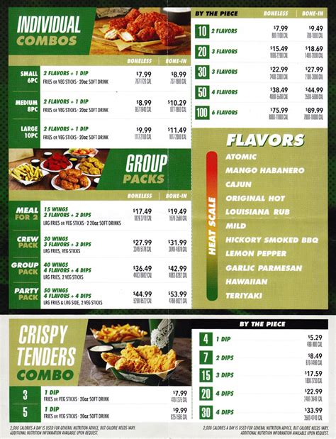 Wingstop Printable Menu