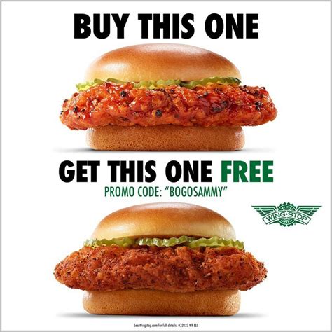 Wingstop bogo code. Wingstop. Find the latest deals, coupons, and money saving offers from Wingstop! BOGO Chicken Sandwiches at Wingstop. November 9, 2022 November 9, 2022. Celebrate National Chicken Sandwich Day with Wingstop! Today only, you can enjoy … BOGO Chicken Sandwiches at Wingstop Read More ... 