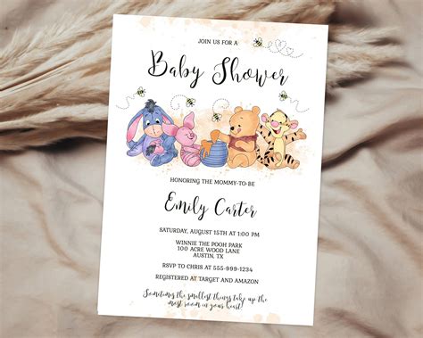 Winnie The Pooh Baby Shower Invitation Template