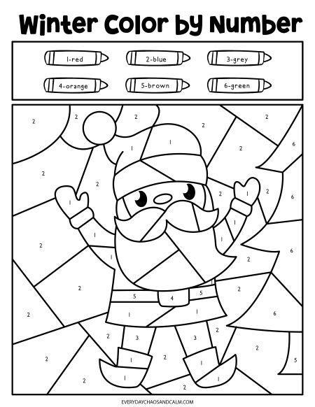 Winter Color by Number Pages Coloring Sheets Winter color by number