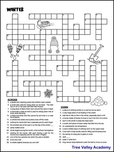 Winter Fun Crossword Clue