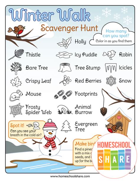 Winter Scavenger Hunt for Kids and Families Scavenger hunt for kids