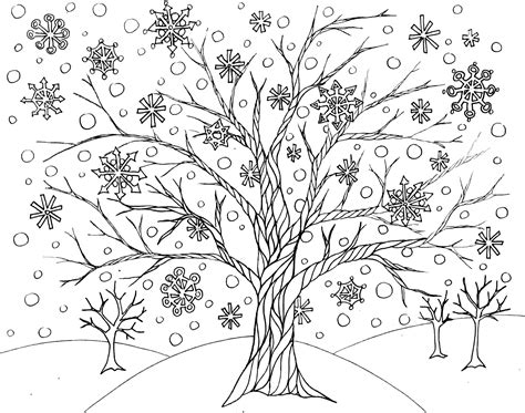 Winter Tree Coloring Pages Collection Trees Coloring Collection
