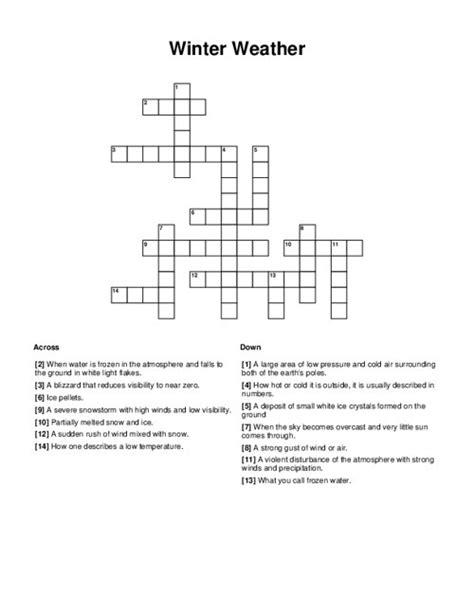 Winter Weather Answers Crossword