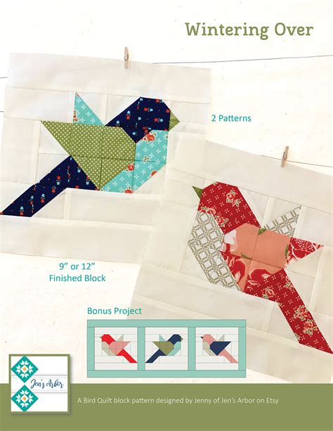 Wintering Over Bird Quilt Block Pattern Bonus Pattern Etsy