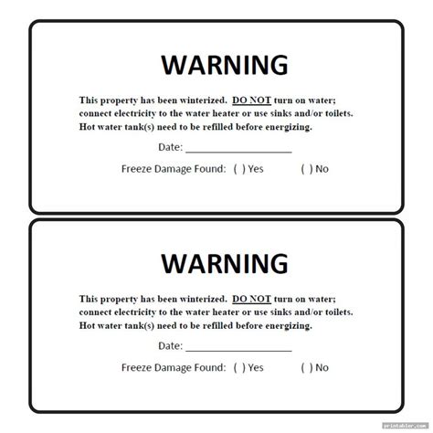 Winterization Stickers Printable