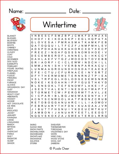 Wintertime Word Search