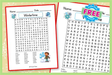 Wintertime Word Search For Kids Puzzle Cheer