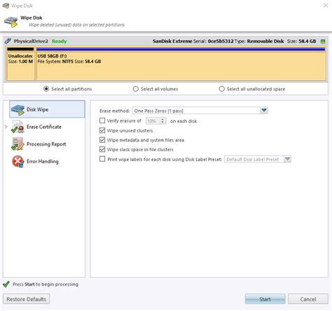 Wipe disk.  Depending on the platform, you can customize the wipe behavior to mee...