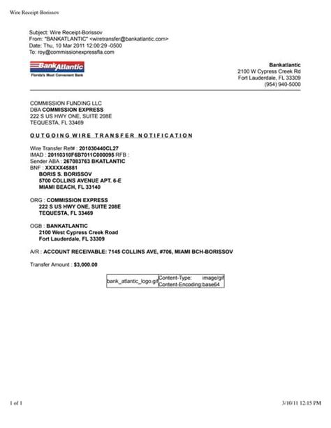 Wire ReceiptBorissov