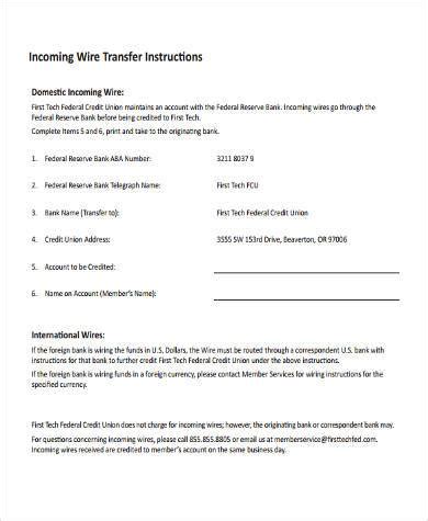 Wire Transfer Instruction Template Addictionary