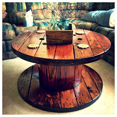 Indoor/Outdoor Spool Tables and coffee Tables made from reclaimed wood. (483) $349.00. Make a statement with this Nautical style Rope Accent Table. Hand stained Compass rose design. - 18" round. Rope table, Spool table. (591) $335.00. FREE shipping. . Wire spool table