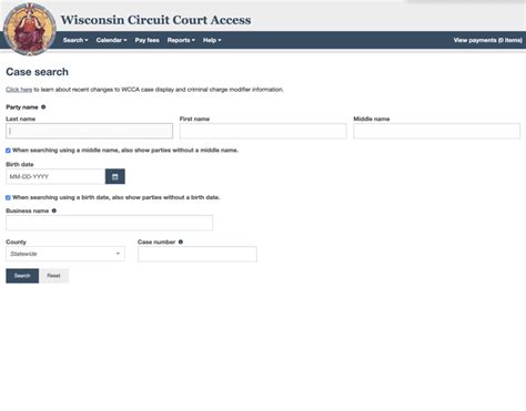Wisconsin ccap search by name. .  ...