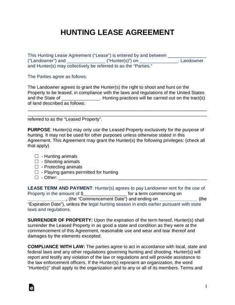 A hunting lease agreement form is a type of legal lease form which is used by a lot or property owner who wants to have his property be leased out for hunting purposes. In this agreement, the hunter who will be the client of the property owner will be referred to as the lessee. This form allows the property owner to communicate effectively with the hunter …. 