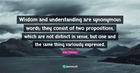 Wisdom and understanding are synonymous words; they consist of