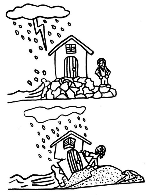 Wise and Foolish Builders Coloring Pages Help Kids to Learn What it