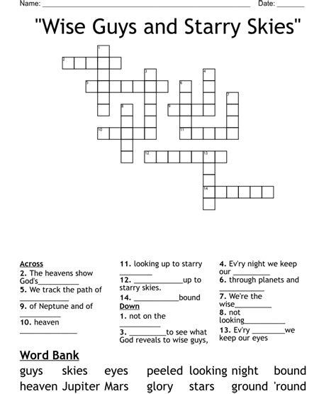 Wise guys (7) Crossword Clue Here is the solution for the Wise guys (7) clue featured on November 25, 2023. We have found 40 possible answers for this clue in our database. Among them, one solution stands out with a 94% match which has a length of 7 letters. You can unveil ...