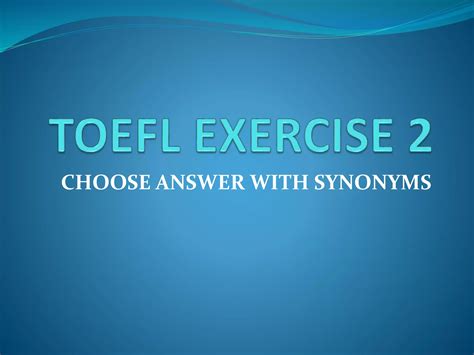 With Toefl Answer Exercise