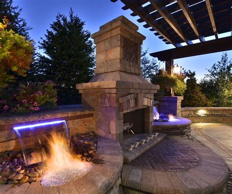 With Water Feature Outdoor Fireplaces Pinterest