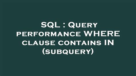 With clause vs subquery performance.  Mar 29, 2013 · The WITH query_name clau...