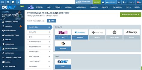 Withdraw money from 1xbet