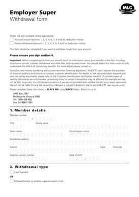 Withdrawal Form MLC Life Insurance