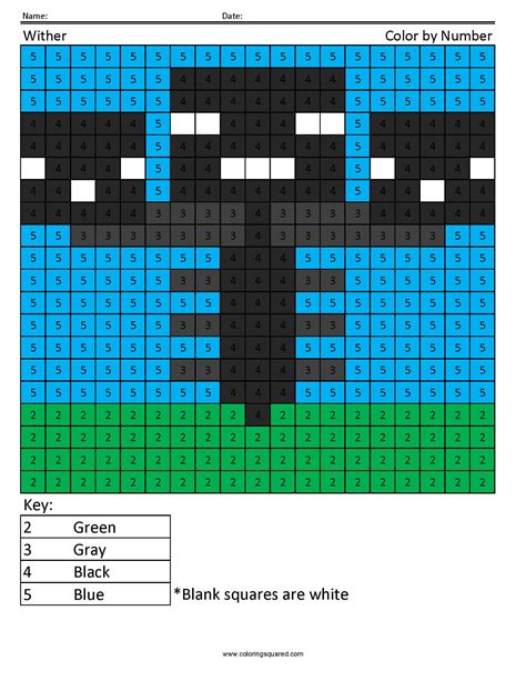 Wither Color by Number Coloring Squared
