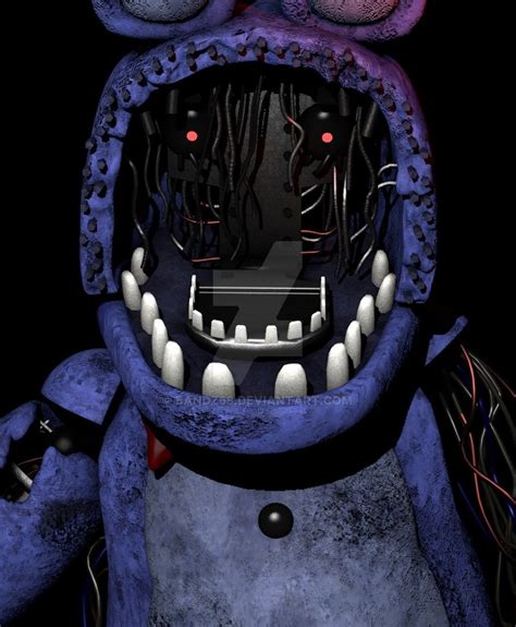 Withered Bonnie's appearance is partially identical to Bonnie's appearance from the second game of the core series but smaller. His face (barring his jaw) and left arm are missing, replaced by wires, while his endoskeleton hand and left foot are exposed. A few tears are on his legs. From the second game of the core series, Withered Bonnie appears to be missing his upper endoskeleton jaw .... 