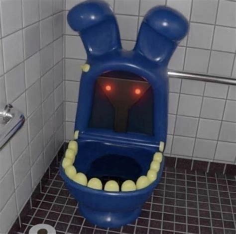 Withered bonnie toilet. How did you made him, you made him so cool. That's amazing! I've gotta ask how you made it, materials and techniques, and such. Mainly glueing and sewing foam around an endoskeleton base (which I borrowed from a random Spirit Halloween animatronic.) Then glueing foam to the foam. 