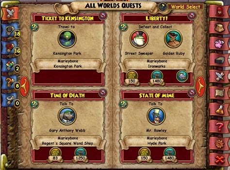 Wizard101 main quest line. Yeah tbh Marleybone sidequests are the worst since its just errands. Atleast in other realms its for actually useful stuff, or if you're doing menial tasks its usually for a good reason. Plus usually sidequests usually can be done together or alongside main quests, but marleybone had me zipping all over the place. 
