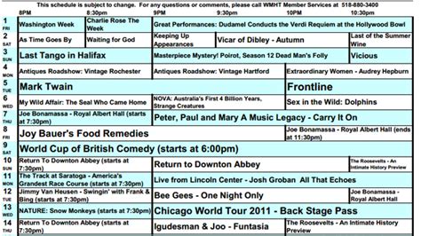 WHAT’S ON TONIGHT Full Schedule 2024-05-11T20:00:00-04:00: Death in Paradise: Death in the Salon ... You may have an unactivated WMHT Passport member benefit. Check .... 