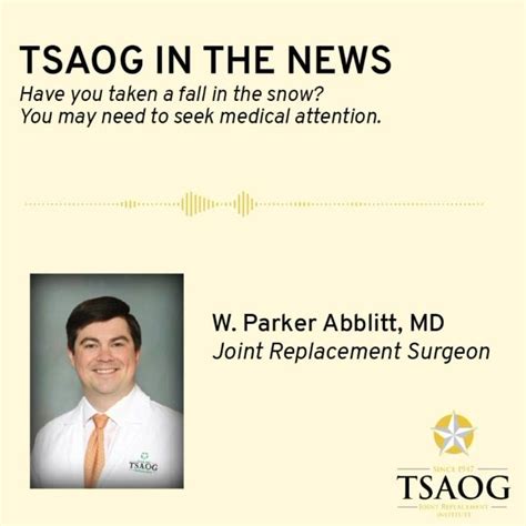 Check out Dr. W. Parker Abblitt's radio interview on WOAI News, San Antonio! Dr. Abblitt talks about when to seek medical attention if you've taken a fall on the ice. Way to go Dr. Abblitt!.... 