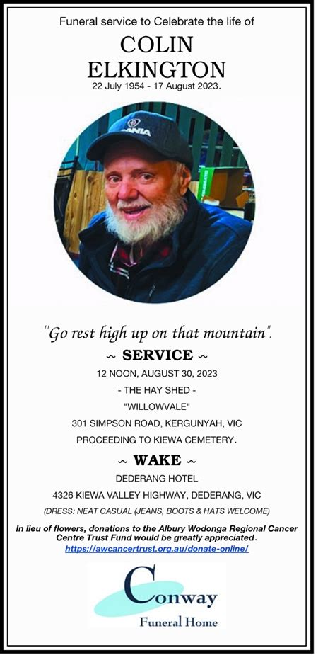 Wodonga funeral notices.  Offer condolences/tributes, send flowers or crea...